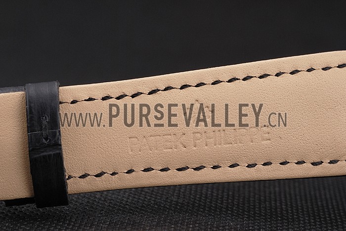 Swiss Patek Philippe 5170J Chronograph Black Dial Black Case Black Leather Strap