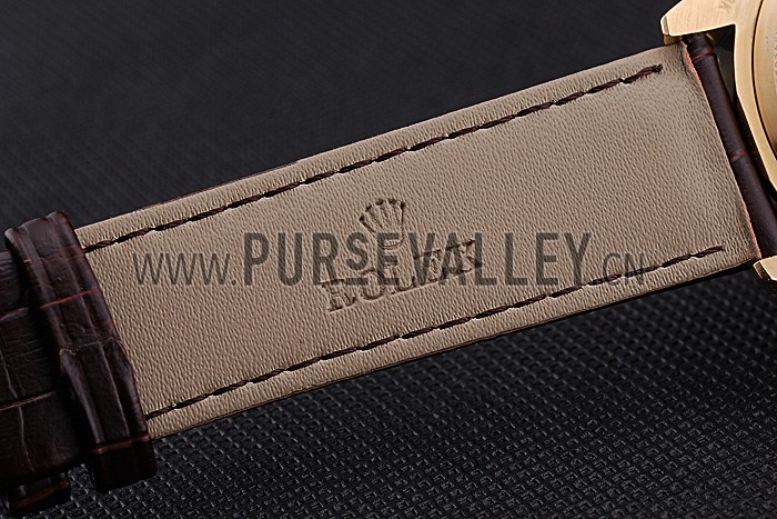 Rolex Cellini White Dial Gold Case Brown Leather Strap 622833