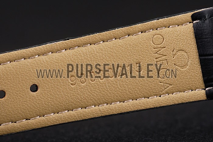 Omega Swiss DeVille Stainless Steel Bezel Black Leather Strap 7620