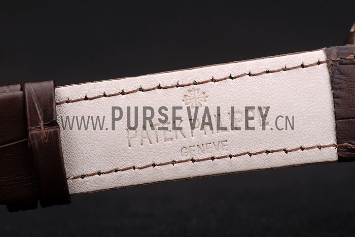 Patek Philippe Swiss Calatrava Ribbed Bezel White Dial Brown Leather Strap 7647