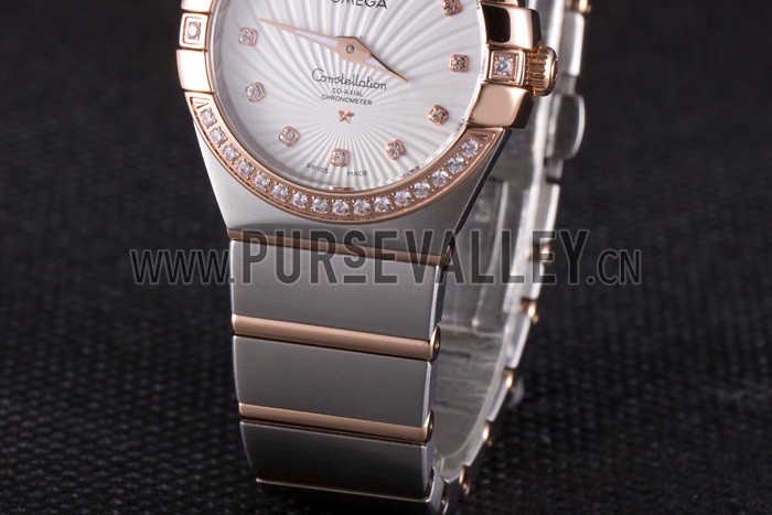 Omega Constellation Rose Gold Diamond Bezel Two Tone Band 621487