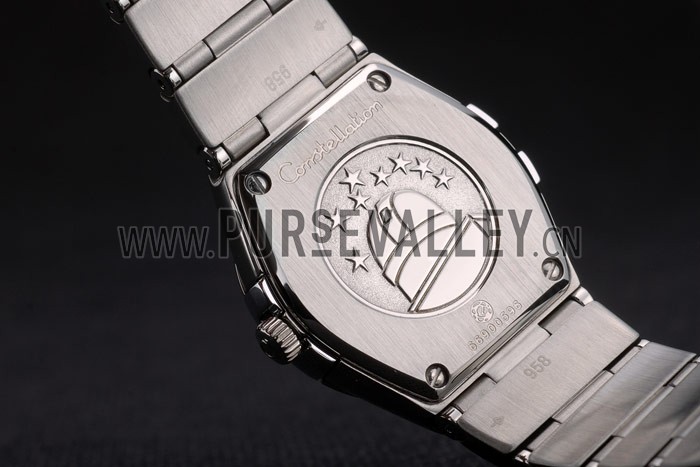 Swiss Lady Omega Constellation Crystal Encrusted Bezel Silver Radial Dial 80291