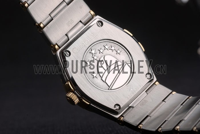 Swiss Lady Omega Constellation Stainless Steel Bracelet Golden Dial 80292