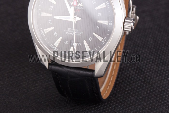 Omega Seamaster Black Dial with Black Leather Band 621574
