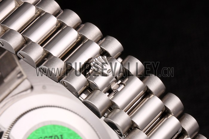 Swiss Rolex Daydate Stainless Steel Bracelet Black Dial 80294