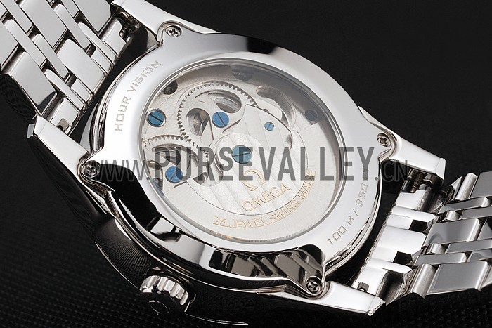 Omega De Ville Moonphase Tourbillon White Dial Stainless Steel Case Two Tone Steel Blue Bracelet
