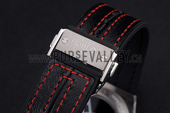 Hublot Big Bang Ferrari Black Dial Stainless Steel Case And Bezel Black Leather Strap 622768