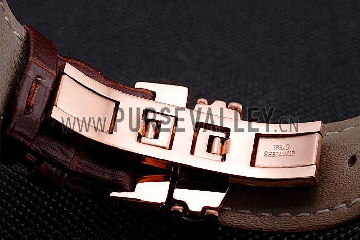 Longines Column Wheel Black Dial Two Tone Case Brown Leather Strap