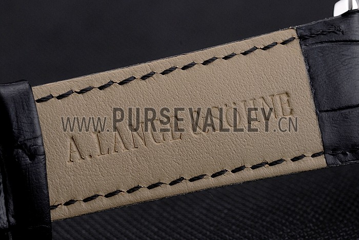 A. Lange & Sohne Grand Lange 1 Moon Phase White Dial Stainless Steel Case Black Leather Strap