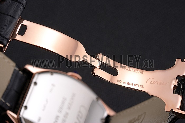 Cartier Tortue Perpetual Calendar White Dial Gold Case Black Leather Strap