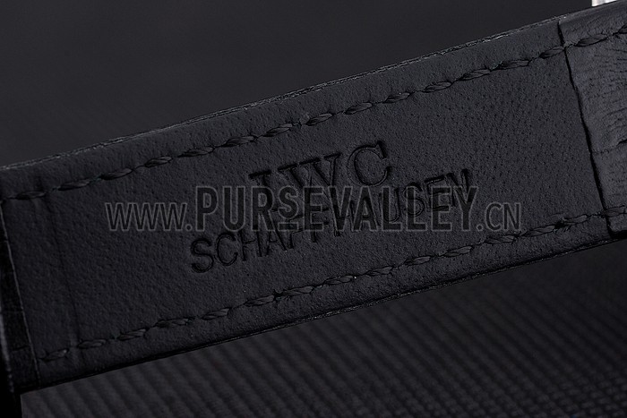 IWC Portofino Moon Phase Black Dial With Diamonds Stainless Steel Case Diamonds Bezel Black Leather Strap