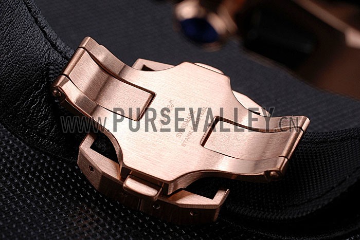 Swiss Cartier Santos Rose Gold Bezel with Black Dial and Black Fabric Strap sct39 621523