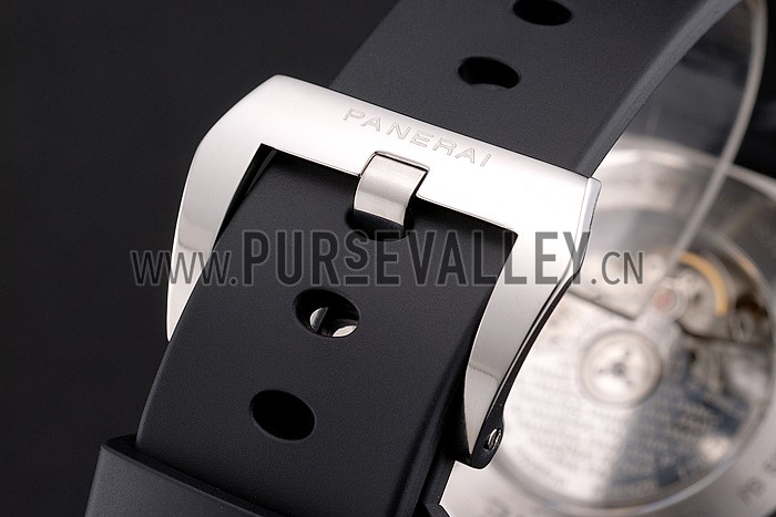 Panerai Luminor Power Reserve Black Hobnail Pattern Dial Stainless Stel Case Black Rubber Strap