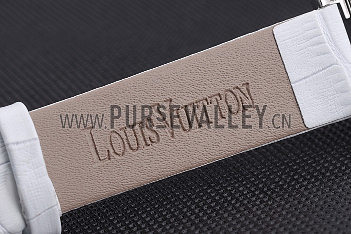 Louis Vuitton Emprise White Dial Stainless Steel Case With Jewels White Leather Strap 622790