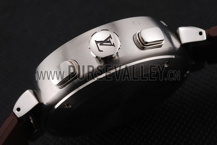 Louis Vuitton Tambour LV Cup Regate White Dial Stainless Steel Case Brown Rubber Strap