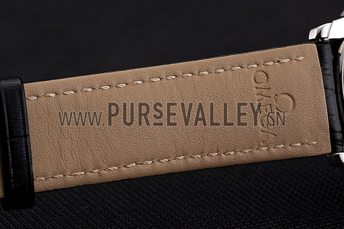 Omega De Ville Prestige Black Dial Stainless Steel Case Black Leather Strap