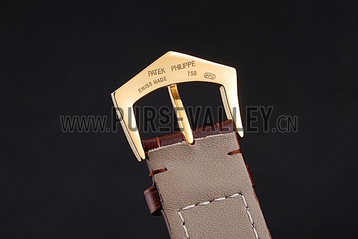 Patek Philippe Calatrava Gold Dial Gold Case Brown Leather Strap 622846