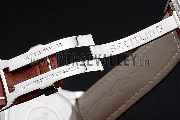 Breitling Chronomat Brown Dial Rose Gold Bezel And Subdials Stainless Steel Case Brown Leather Strap