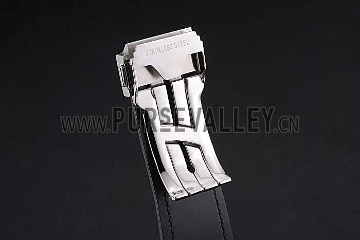 Hublot Classic Fusion Diamond Skull Dial Stainless Steel Case Black Leather Strap 622814