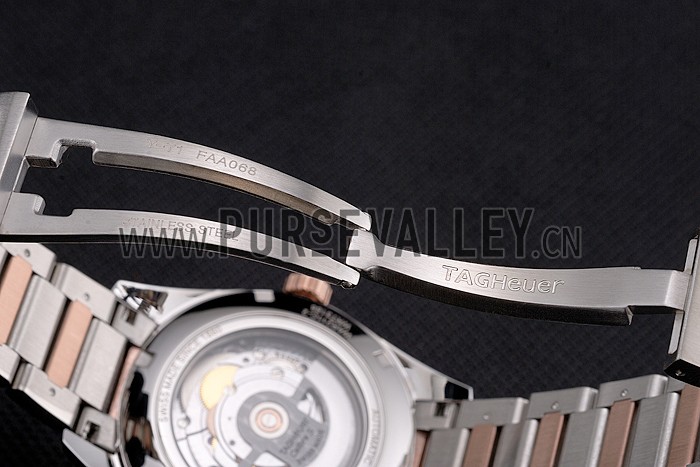 Swiss Tag Heuer Carrera Calibre 5 White Dial Rose Gold Case Two Tone Bracelet