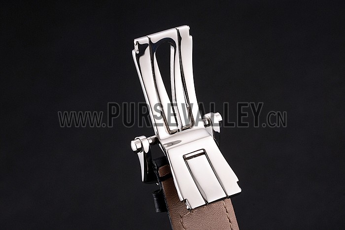 Patek Philippe Nautilus Black Dial Stainless Steel Case Black Leather Strap