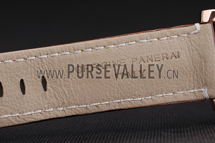 Panerai Luminor Marina 8 Days Black Dial Rose Gold Case Brown Leather Strap