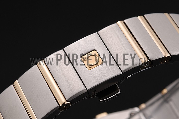 Swiss Lady Omega Constellation Crystal Encrusted Bezel Golden Dial 80293