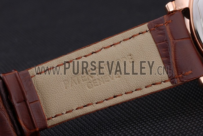 Patek Philippe Dual Time Moonphase Tourbillon Gold Skeletonised Dial Rose Gold Case Brown Leather Strap