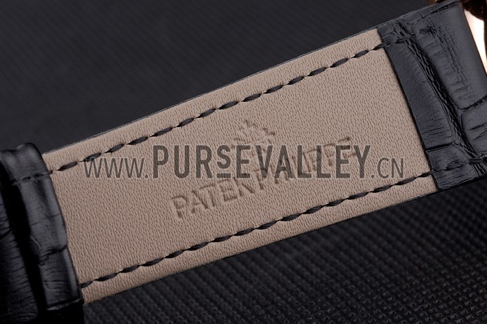 Patek Philippe Perpetual Calendar Tourbillon Black And White Dial Rose Gold Case Black Leather Strap