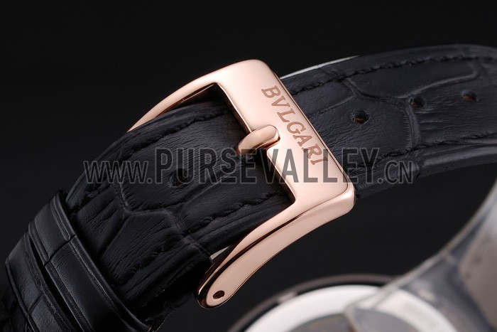 Bvlgari Novelties Black Dial Black Case Black Leather Strap