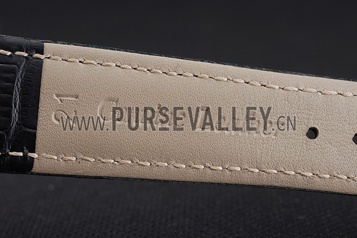 Swiss Jaeger LeCoultre Master Ultra Thin Reserve De Marche Black Dial Stainless Steel Case Black Leather Strap