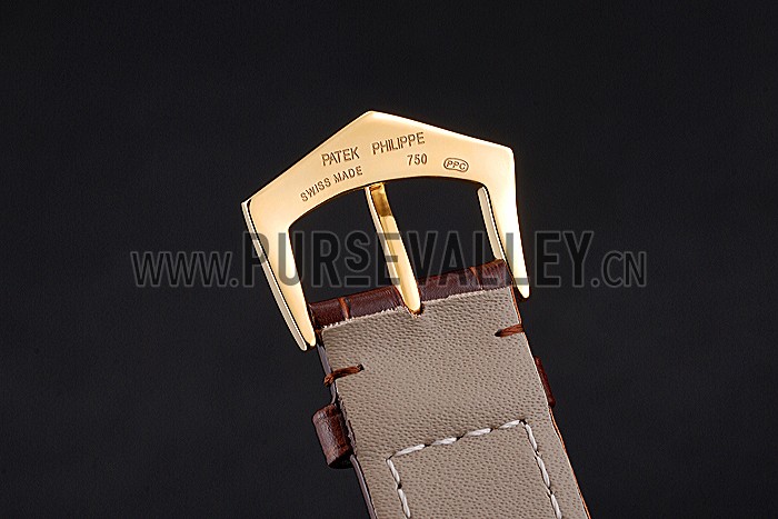 Patek Philippe Calatrava White Dial Gold Case Brown Leather Strap 622844