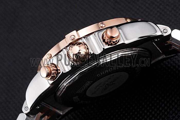 Breitling Chronomat White Dial Rose Gold Bezel And Subdials Stainless Steel Case Two Tone Bracelet