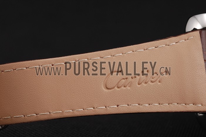 Swiss Cartier Tank MC White Dial Stainless Steel Case Brown Leather Strap