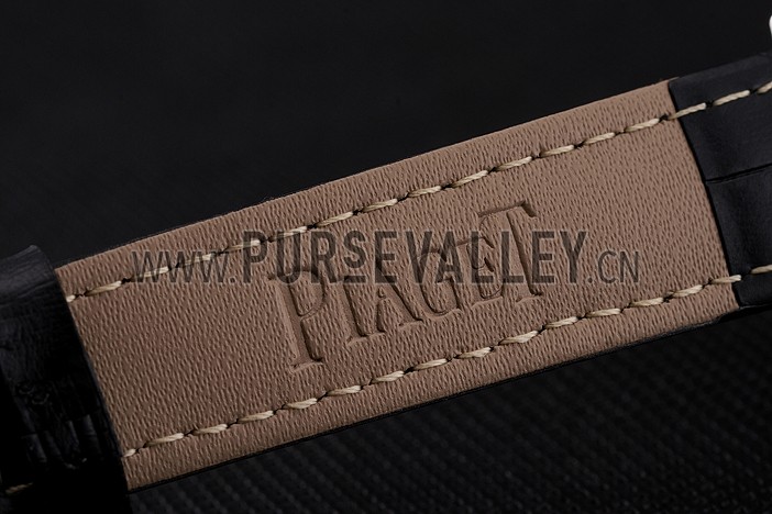 Swiss Piaget Altiplano Date Automatic White Dial Diamond Markers Stainless Steel Case Black Leather Strap