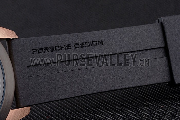 Porsche Design Indicator Black Dial Gold Case Black Rubber Strap