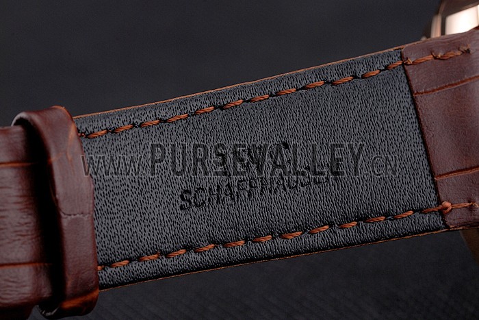 IWC Portofino Tourbillon White Dial Blue Markings Rose Gold Case Brown Leather Strap