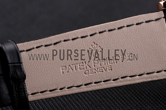 Patek Philippe Grand Complications Moonphase Perpetual Calendar Tourbillon Black Dial Rose Gold Case Black Leather Strap