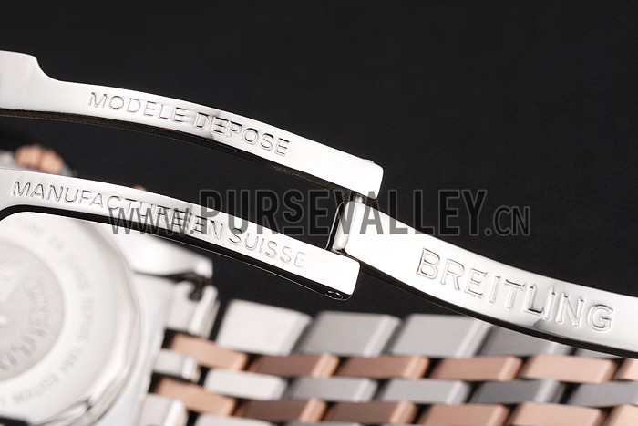 Breitling Chronomat Quartz Pearl Dial Rose Gold Bezel Stainless Steel Case Two Tone Bracelet