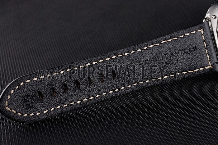 Panerai Radiomir Firenze PAM604 Black Dial Roman Numerals Engraved Stainless Steel Case Black Leather Strap