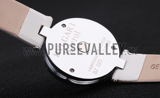 Bvlgari B.ZERO1 25mm White Dial Stainless Steel Case And Bezel White Leather Bracelet