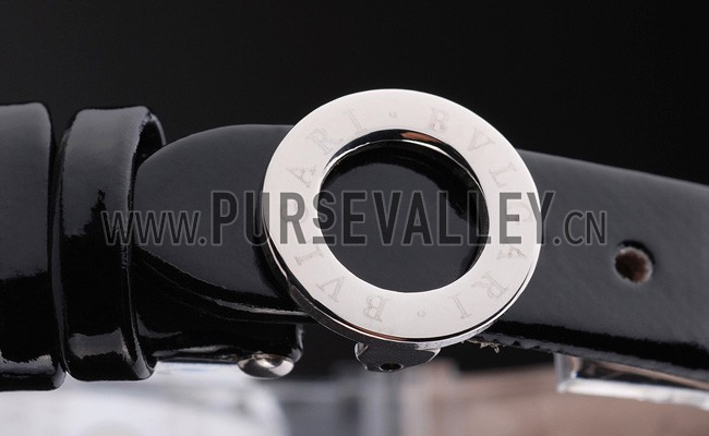 Bvlgari B.ZERO1 25mm White Dial Stainless Steel Case Gold Bezel Black Leather Bracelet