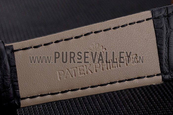 Patek Philippe Classic Tourbillon Power Reserve Black And White Dial Rose Gold Case Black Leather Strap