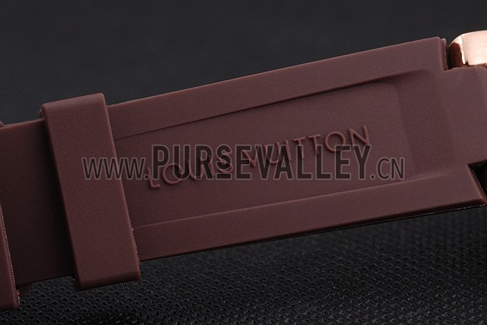 Louis Vuitton Tambour LV277 Chronograph White Dial Rose Gold Case Brown Rubber Strap