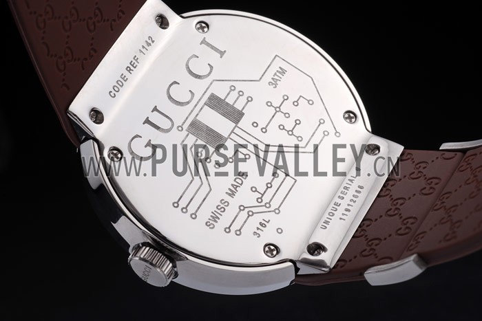 Gucci Brown Rubber Band White Round Dial 2165-296