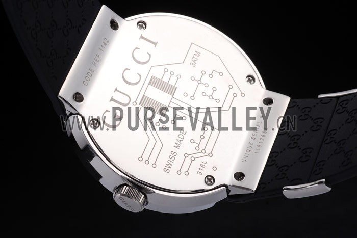 Gucci Black Rubber Band White Round Dial 2165-299