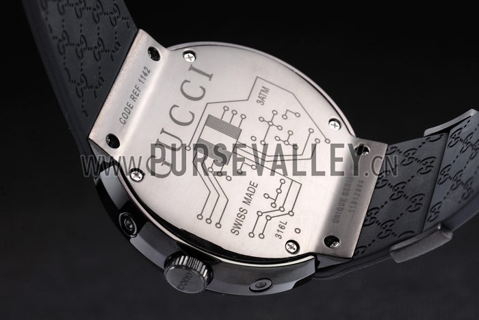 Gucci Black Rubber Band Black Round Dial 2165-312