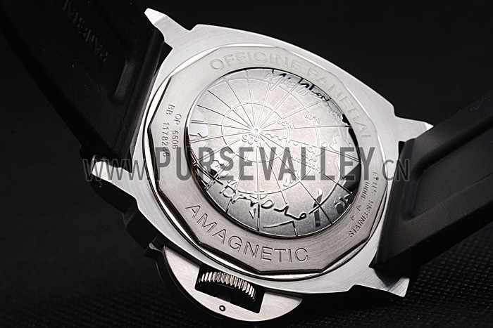 Panerai Luminor Brushed Stainless Steel Case Black Dial Black Rubber Strap 98164