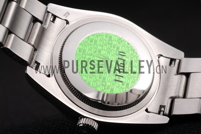 Rolex Datejust Polished Stainless Steel Dark Blue Flowers Dial Diamond Plated