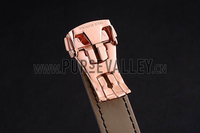 Omega DeVille Rose Gold Bezel with Black Dial and Black Leather Strap 621569